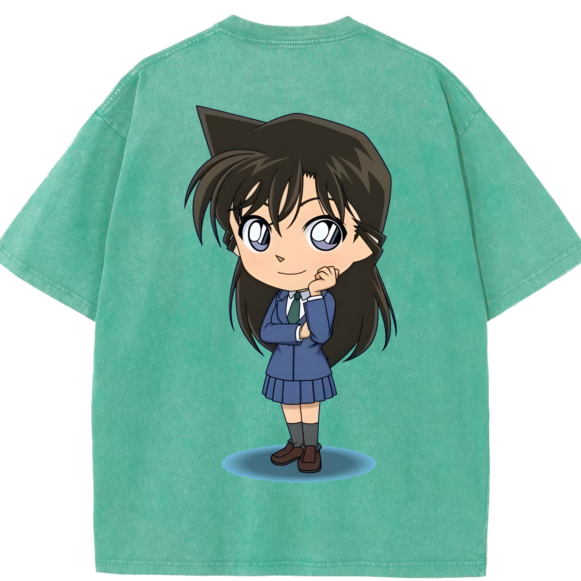 （画像用） 名探偵コナン 毛利 蘭 もうり らん、モーリ ラン Detective Conan Rachel Moore 綿100% ヴィンテージ風 半袖Tシャツ（背面プリント）